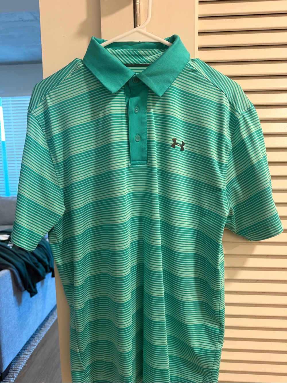 Under Armour Men's Teal Striped Performance Polo